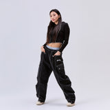 Logo Crop Hoodie Black