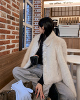 Trin collar fur jacket