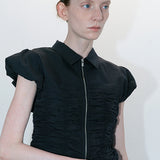 Smocked blouse black