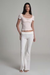 Lace tea bootscut pants, White