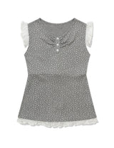 フラワー レース スリーブレス(GREY)