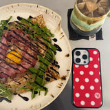 m ドット. (red) グラスバンパーiPhoneケース