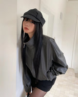 [ORIGINAL] Riven High-Neck Leather Volume Jumper