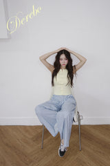 Lemon spandex cap zip-up sleeveless T-shirt