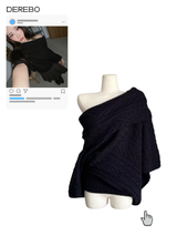 Chic black unbalanced off-shoulder knitwear