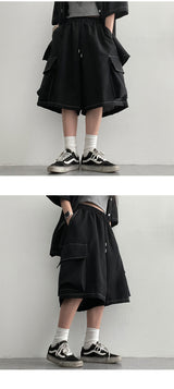 Kiren Stitch Black Cargo Shorts