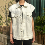 LOOSE FIT WHITE DENIM VEST code 21011