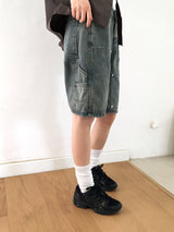 Chakin double knee rivet Bermuda Short denim pants