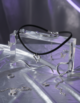 [IDLE Shuhua Necklace] メルティングメタリックハートチョーカーネックレス - Silver Color