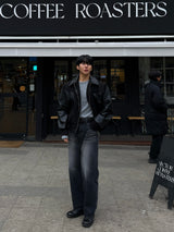 Bes black wide denim pants