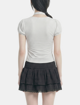 Laura Dot Shirred Short Sleeve T-shirt