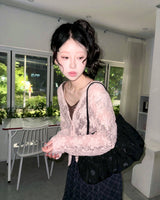 (3color) Flower Lace Soft Cardigan