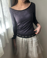 Patin Boat Neck 7-Sleeve Color-Blocked T-Shirt