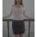 OVERLOCK MINI SKIRT-DARK GRAY