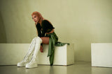 Platform Lace-Up Long Boots(White)