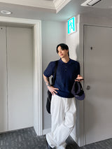 No.1245 ストライプカラーハーフニット (3color)