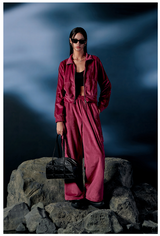 Velour Sporty Track Crop Zip-Up