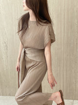 Ella Summer Pleated Maxi One Piece (Scarf Set)