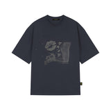 オーバーサイズヒップホップダンススタジオパンクグラフィック半袖Tシャツ_チャコール