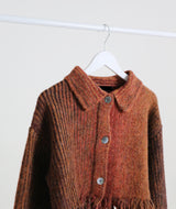 Gamants coloring gradation fringe long-sleeve cropped wool knitwear