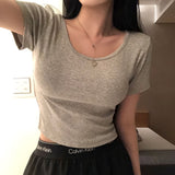 [BELLIDE MADE] SWIRLING RIB CROPED T-SHIRT