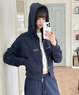 LOGO STITCH REGULAR FIT HOOD ZIPUP
