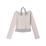 Selin Halter Dot Layered Top
