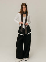 CARGO LAYERED SKIRT PANTS / BROWN