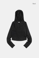 Balance incision ribbed crop hoodie