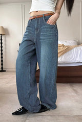 Wide stripe denim pants(2color)