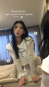 ˚₊ Shirring Layered Off-Shoulder Tee˚₊·