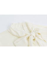 [PRE- FALL] Dahlia Satin Ribbon Scarf Slim Half Sleeve Top Black