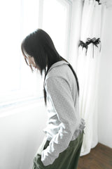 dot frill round collar top(2colors)