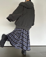 FEMININE HIP LONG CHECK JACQUARD SKIRT - 2 COLOR