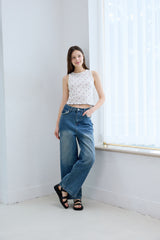 FRINGE DENIM PANTS
