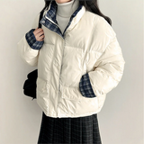 Daring checkered lining point short padded coat