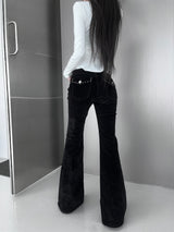 velvet stud bootcut pants