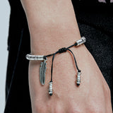 feather & antique silver beads bracelet