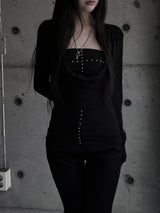 [set] cowl neck cross two-piece set