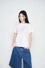 25SS ツインクルジュエリーバニーウィメンズショートスリーブTシャツ ホワイト