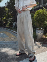 Summer Cooling Linen Half Banding Slacks