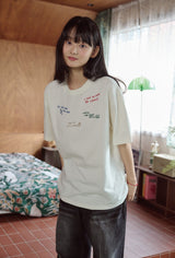 26SS★ ドローステッチ刺繍半袖Tシャツ
