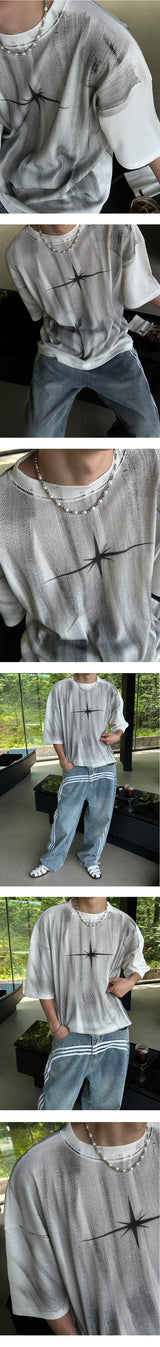 [UNISEX] Dirty washing star half t-shirts (2color)