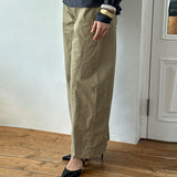 Snap Hem Wide Pants Ash Brown