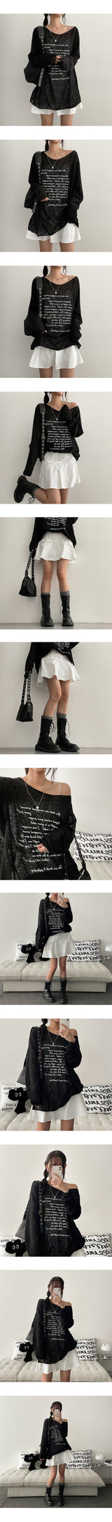 Pore Lip Neck Shoulder See-Through Long Sleeve Tee