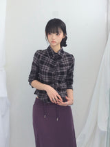 ruffle frill checkered short shirt
