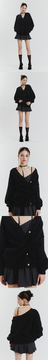 EVA FUR CARDIGAN black