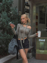 Linna Unbalanced Shoulder Scarf Long Sleeve