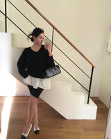 [Bellide made] シルエットサマーVネックルーズフィットニット