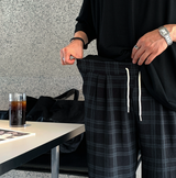 カイパーチュルクチェックパターンワイドフィットパンツ